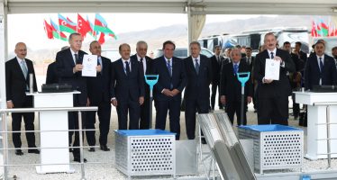 Cumhurbaşkanı Erdoğan, Azerbaycan Kumlak Tren İstasyonu’nun temel atma törenine katıldı